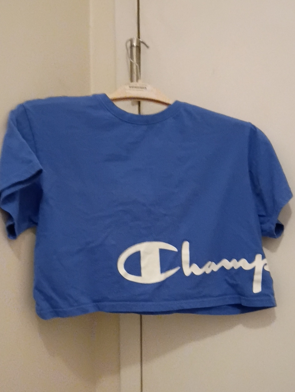 Champion Blue Crop Tee with White Logo